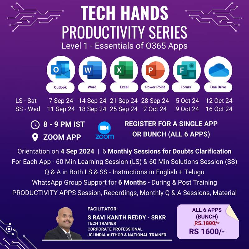 Tech Hands Productivity Series Level 1 - Essentials of O365 Apps